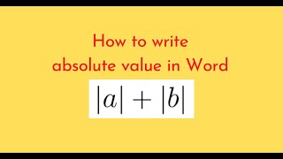 How to write absolute value in Word [upl. by Spring]