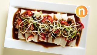 Steamed Tofu with Minced Meat Nyonya Cooking [upl. by Nemlaz]