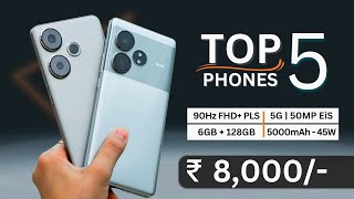 Top 5 Best Smartphone Under 8000 in August 2024  Best 5g phone under 8000 [upl. by Kendry]