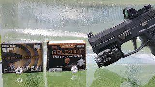 First Ballistic Gel Test 9mm 124gr Speer Gold Dot vs Federal HST [upl. by Anas]