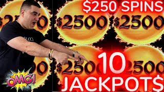 10 HANDPAY JACKPOTS On Dragon Cash Slot  250 MAX BET [upl. by Ayote684]