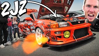 LOUD Rev Battle THRASHED by 2JZ Powered Subaru [upl. by Afatsuom]