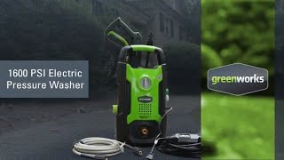 Greenworks 1600 PSI 13 Amp 12 GPM Pressure Washer GPW1602 [upl. by Anawot]