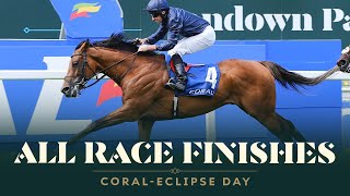 All race finishes from CoralEclipse Day at Sandown Park racecourse [upl. by Lucie]