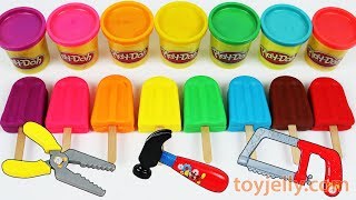 Learn Colors Play Doh Popsicle Ice Cream Peppa Pig Paw Patrol Molds Baby Kinder Joy Surprise Toys [upl. by Olodort]