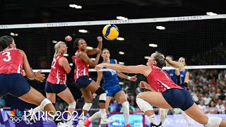 Team USA womens volleyball holds off furious comeback attempt from Serbia  Paris Olympics [upl. by Leavitt840]