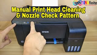 How to Perform Print Head Cleaning and Nozzle Check Pattern in Epson L3110 without using Computer [upl. by Constantin]