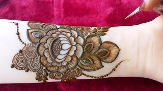 Very stylish Khafeef bold Henna Design Tutorial  Latest Beautiful Gulf Design For Front Hand [upl. by Allys857]