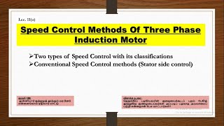 Lec11a Speed Control Methods Of Three Phase Induction Motor [upl. by Hege]