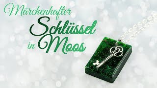 Magischer Zauber Schlüssel in Moos  RESIN DIY deutsch  Gießharz Glitter Kette Schmuck selbermachen [upl. by Fulmer159]