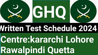 GHQ Civilian Jobs Written Test Schedule 2024 [upl. by Eiba]