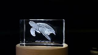 Green Sea Turtle Crystal Engraving  Beautifully Carved Marine Life Decorative Piece FSAN  173 [upl. by Swehttam9]