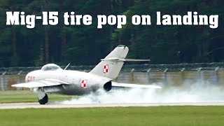 Mig15 tire pop on landing  SIAF 2022  4K [upl. by Aeila]