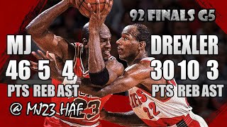 Michael Jordan vs Clyde Drexler Highlights 1992 Finals G5  76pts Total MJ Shows Whos BOSS [upl. by Irolav]