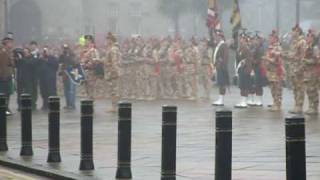 3 Scots Black Watch Bravehearts march in Kirkcaldy 111209 [upl. by Yraeht]