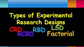 Types of Experimental Research Designs  CRD RBD RCBD LSD FD  Research Methods  Practical Research [upl. by Arahs]