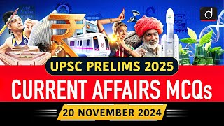 Current Affairs MCQs –20th November 2024  GoG  ASER  UPSC Current Affairs  Drishti IAS English [upl. by Santa]