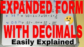 How to expand decimal numbersExpanded form with decimalsDecimal expanded form example [upl. by Adabelle]