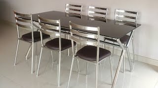 Stainless Steel Dining Table Set in Stylish Look [upl. by Atteloj615]