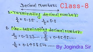 Terminating Decimal Number  Non terminating decimal number  Recurring decimal number [upl. by Nosittam]