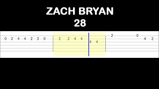 Zach Bryan  28 Easy Guitar Tabs Tutorial [upl. by Ruddie447]