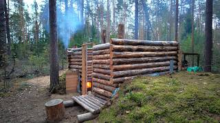 24 Hours in the Wild Moose Surround My Log Cabin Build Installing Floors amp Stove [upl. by Devine]