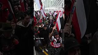 Tens of thousands of marchers crowded the streets in New Zealands capital Wellington on Tuesday [upl. by Nnyliak]