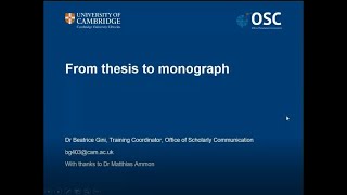 From thesis to monograph [upl. by Clift904]