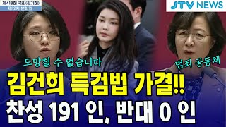 3번째 김건희 특검법 가결 찬성 191인 반대 0인 [upl. by Haerle]