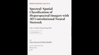 Spectral–Spatial Classification of Hyperspectral Imagery with 3D Convolutional Neural  RTCLTV [upl. by Levison654]