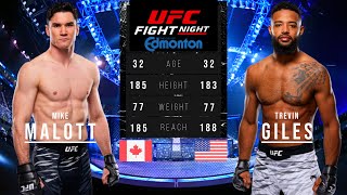 MIKE MALOTT vs TREVIN GILES FULL FIGHT UFC EDMONTON [upl. by Rosse]