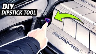 How to Check Dipstick amp Engine Oil  EASY on Mercedes C55 AMG DIY Dipstick tool [upl. by Eeryk]