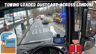 TOWING A LOADED DUSTCART ACROSS LONDON UK HEAVY RECOVERY [upl. by Erodoeht902]