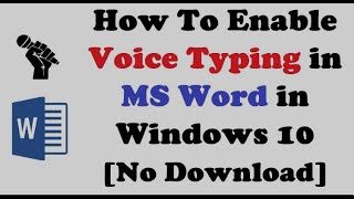 How To Enable Voice Typing in MS Word in Windows 1011 No Download [upl. by Lav]