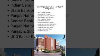 12 Public Sector Banks in India amp Headquarters shorts ytshortsindia sbi shivansir [upl. by Nuahsed442]