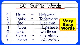 Suffix Words in English  50 Suffix Words  Suffix and Prefix  Suffix word [upl. by Thesda]