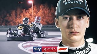 Go Karting with F1s rookies  George Russell Lando Norris amp Alex Albon [upl. by Ycam]