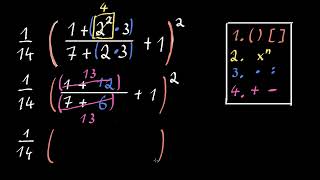 Reihenfolge der Operationen Brüche und Exponenten  6 Klasse  Mathematik  Khan Academy [upl. by Aenotna618]