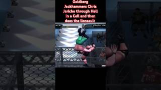 Goldberg Jackhammers Chris Jericho through the Hell in a Cell shorts wwe [upl. by Llenrac]