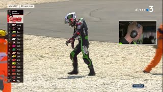 Grand Prix de France de Moto GP  Johann Zarco chute au Mans [upl. by Yelyab]