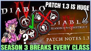 Diablo 4  WARNING INSANE Patch 13 Class Changes  Nerfs New Unique Gear amp More  Full Breakdown [upl. by Orelu]