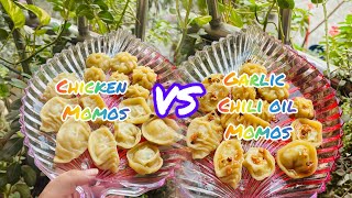 Homemade chicken momos recipe  Garlic chili oil  fresh and tasty  without spices best for kids [upl. by Zohara463]