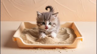 A kitten digging in the litter box  Calm Nausea Headaches amp Improve Sleep Quality 40 [upl. by Nedlog]