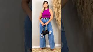 LOOKS CON JEANS ANCHOS\ IDEAS DE OUTFITS CON JEANS DE PIERNA ANCHA [upl. by Anahsat60]