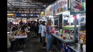 4K Walk inside Silom Soi 10 food court during lunchtime [upl. by Latsyrk105]