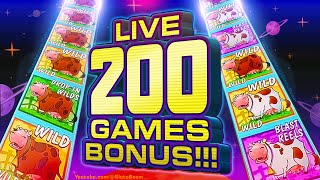 LIVE 200 GAMES TRIGGER BONUS on Invaders Return From the Planet Moolah CASINO SLOTS ReTriggers [upl. by Calva]