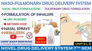 NasoPulmonary Formulation  Formulation of Inhalers Nasal Sprays amp Nebulizers  NDDS U3 L5 [upl. by Lhary]