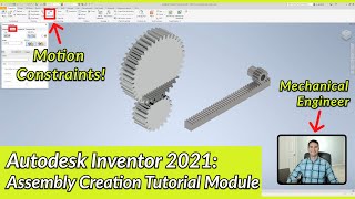 Motion Constraints  Autodesk Inventor Assembly Tutorial  Autodesk Inventor 2021 IN DEPTH [upl. by Brathwaite]