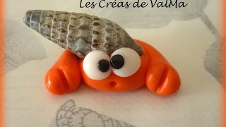 Tuto Fimo Crabe avec Vrai Coquillage de la mer  Polymer Clay Tutorial [upl. by Tome]