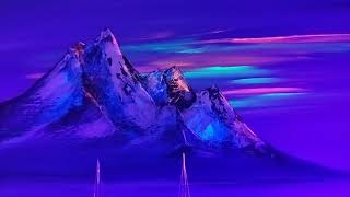 Art contemporain  Bateaux et montagnes fluorescents  Acrylique sur toile coton  Disponible [upl. by Kerge]